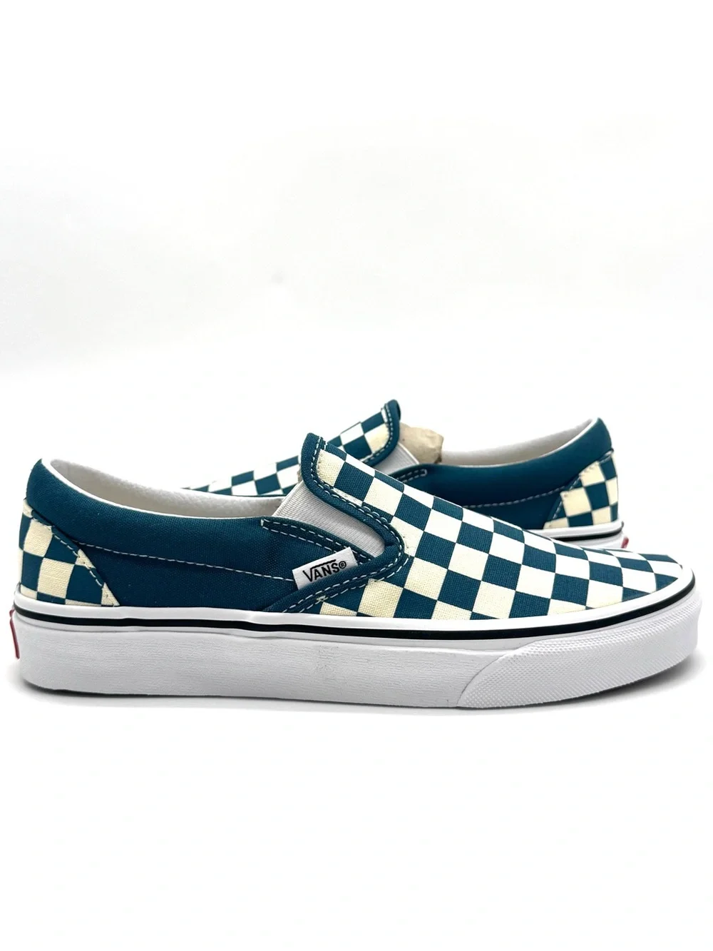 Women's Classic Slip-On Vans - Checkered Blue